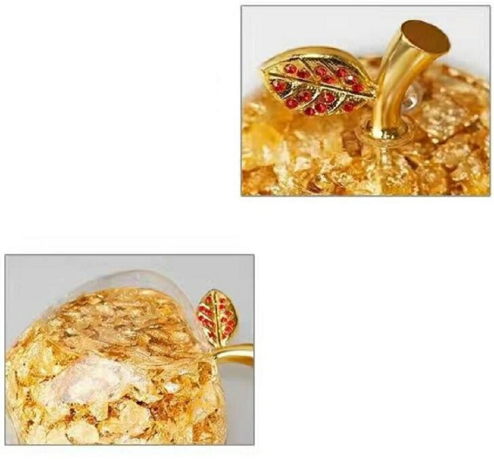 風水 インテリア | ゴールデンアップル風水クリスタル置物 - 専用ボックス付