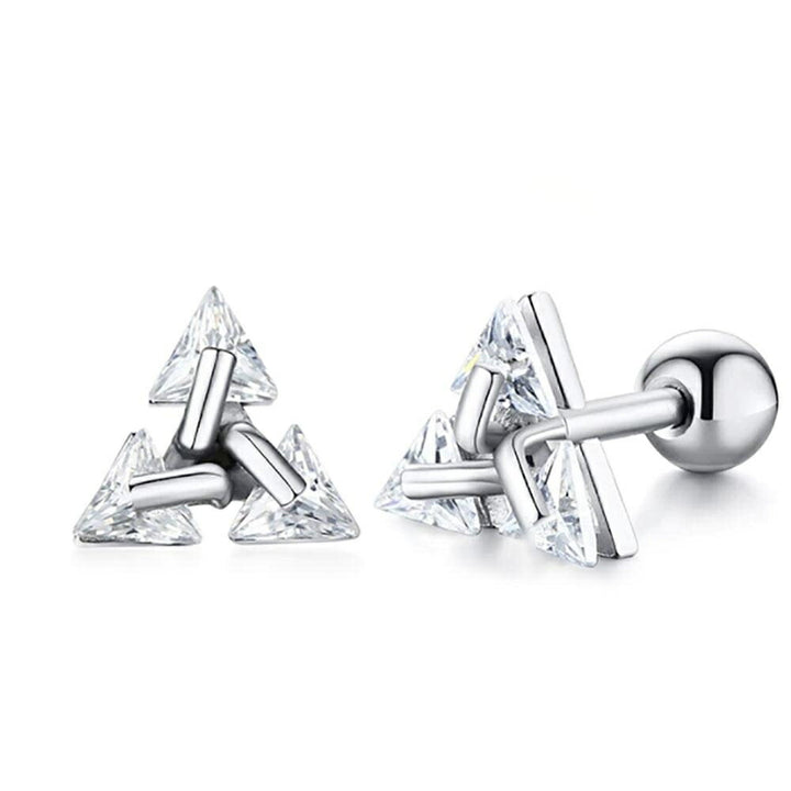 ピアス イヤーカフ | シルバーorブラック三角ジルコニアピアス 両耳用【男女兼用・HIPHOP】