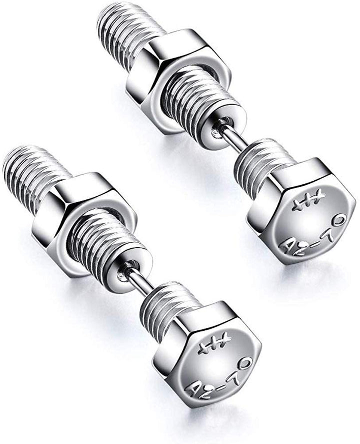 ピアス イヤーカフ | ブラック六角ナット スタッドピアス ユニセックス