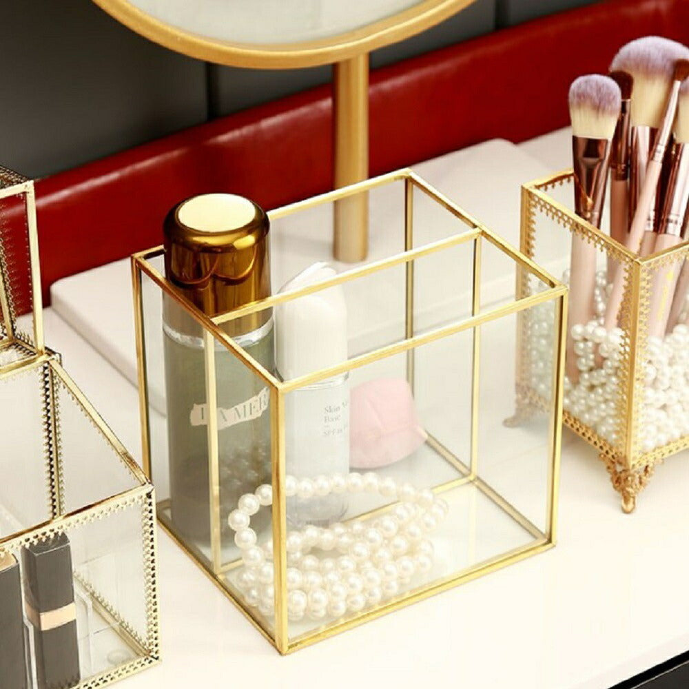 インテリアインテリア雑貨 その他 | ゴールドフレーム クリアガラス調 小物入れボックス - アンティーク風