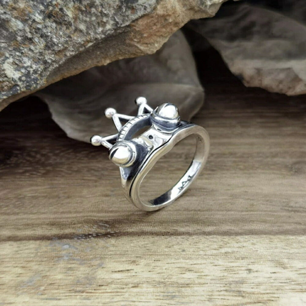 リング | カエルの王冠シルバーリング - ユニークなメンズ＆レディースアクセサリー