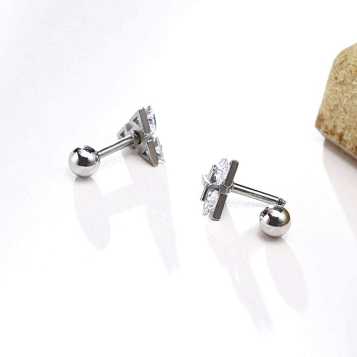 ピアス イヤーカフ | シルバーorブラック三角ジルコニアピアス 両耳用【男女兼用・HIPHOP】