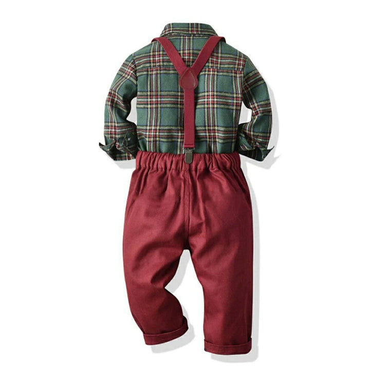 玩具 その他 | 3歳〜4歳用チェック柄サスペンダー上下セット 子供フォーマル服