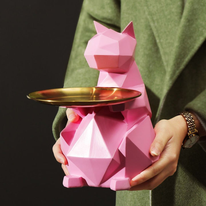 インテリア オブジェ | ポリゴン猫の小物入れ - シンプルでおしゃれなインテリア収納