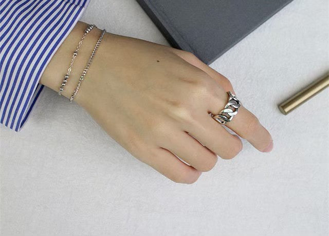 リング | シルバー925 太めチェーンリング レディース指輪