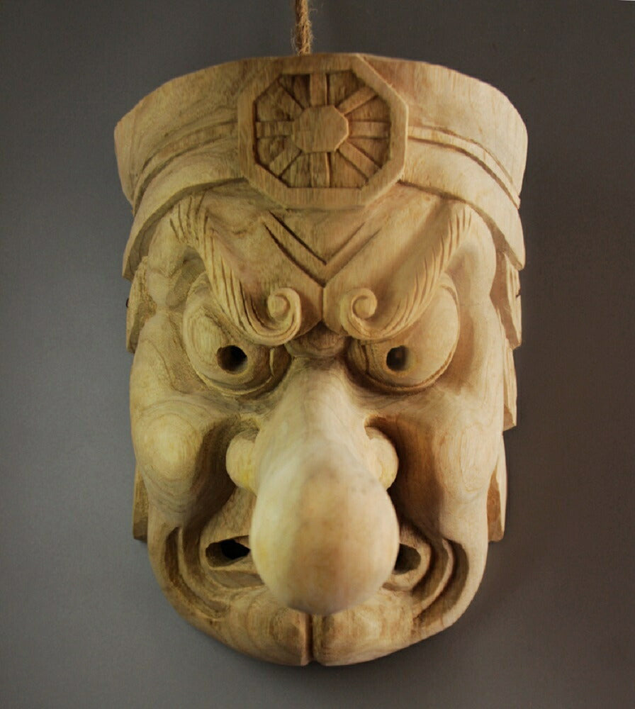 風水 インテリア | 楠木製般若面 壁掛け工芸品 - 日本の職人手作り