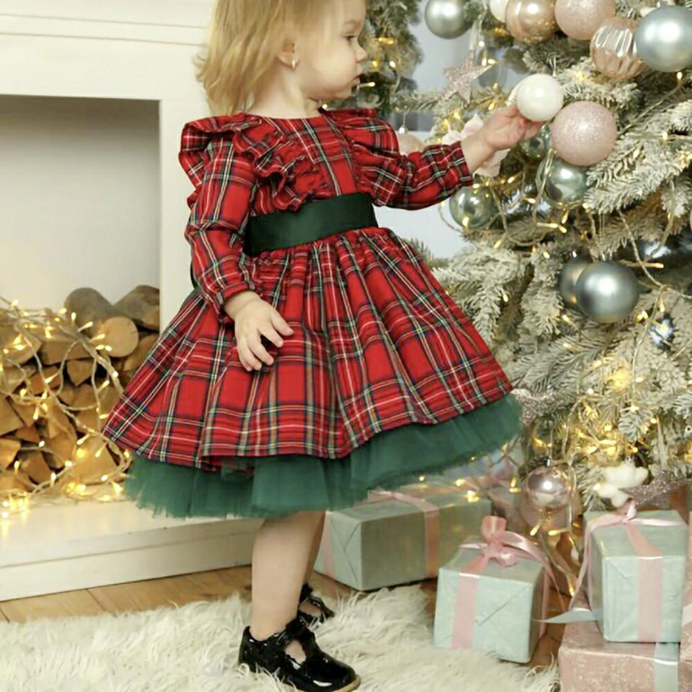 ワンピース ドレス | 3歳〜4歳用チェック柄リボン付きキッズドレス