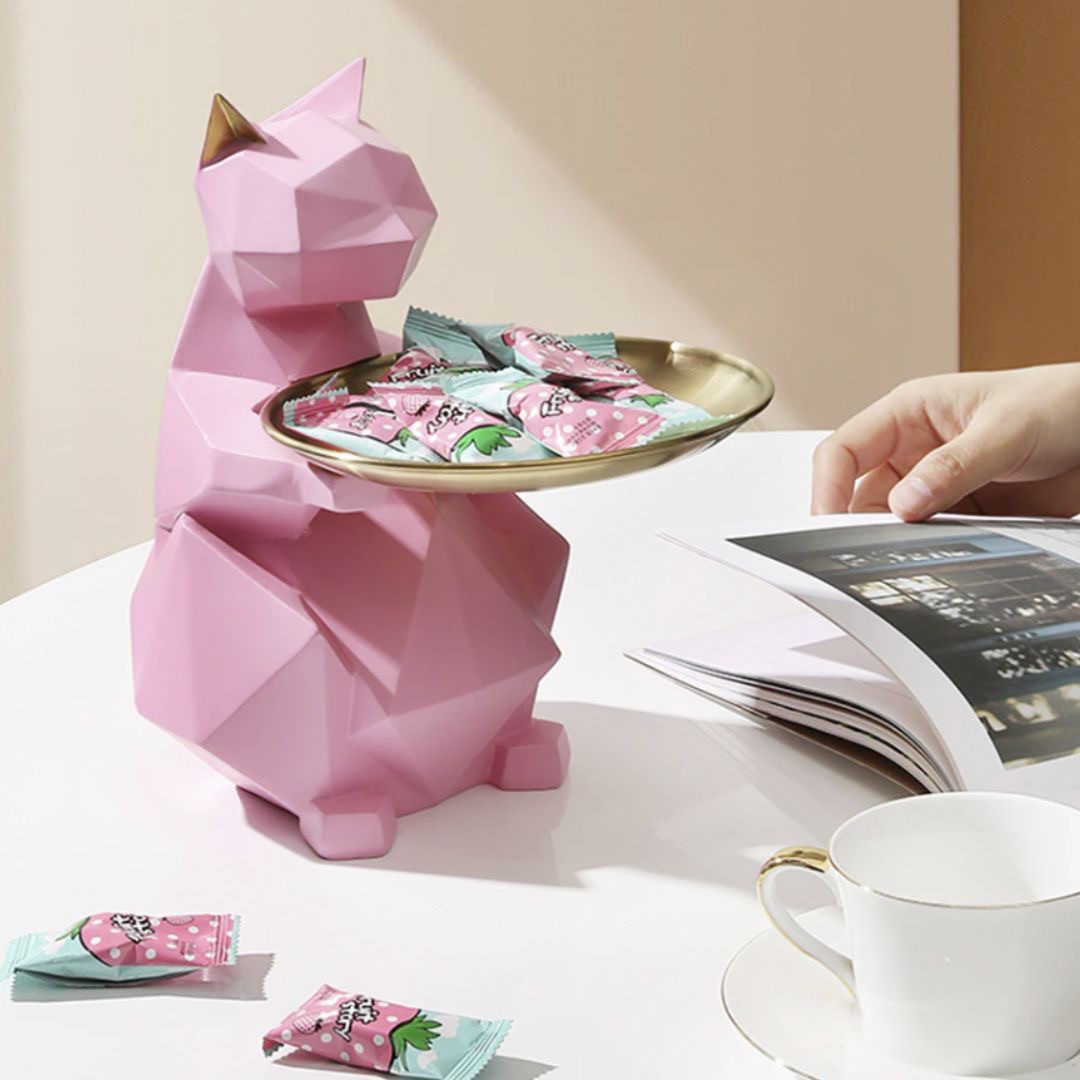 インテリア オブジェ | ポリゴン猫の小物入れ - シンプルでおしゃれなインテリア収納