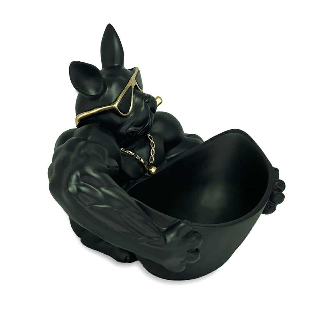 インテリア オブジェ | ブルドッグ置物 小物入れ・貯金箱 ブラックサングラス付き