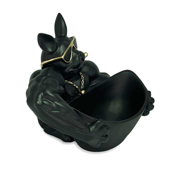 インテリア オブジェ | ブルドッグ置物 小物入れ・貯金箱 ブラックサングラス付き