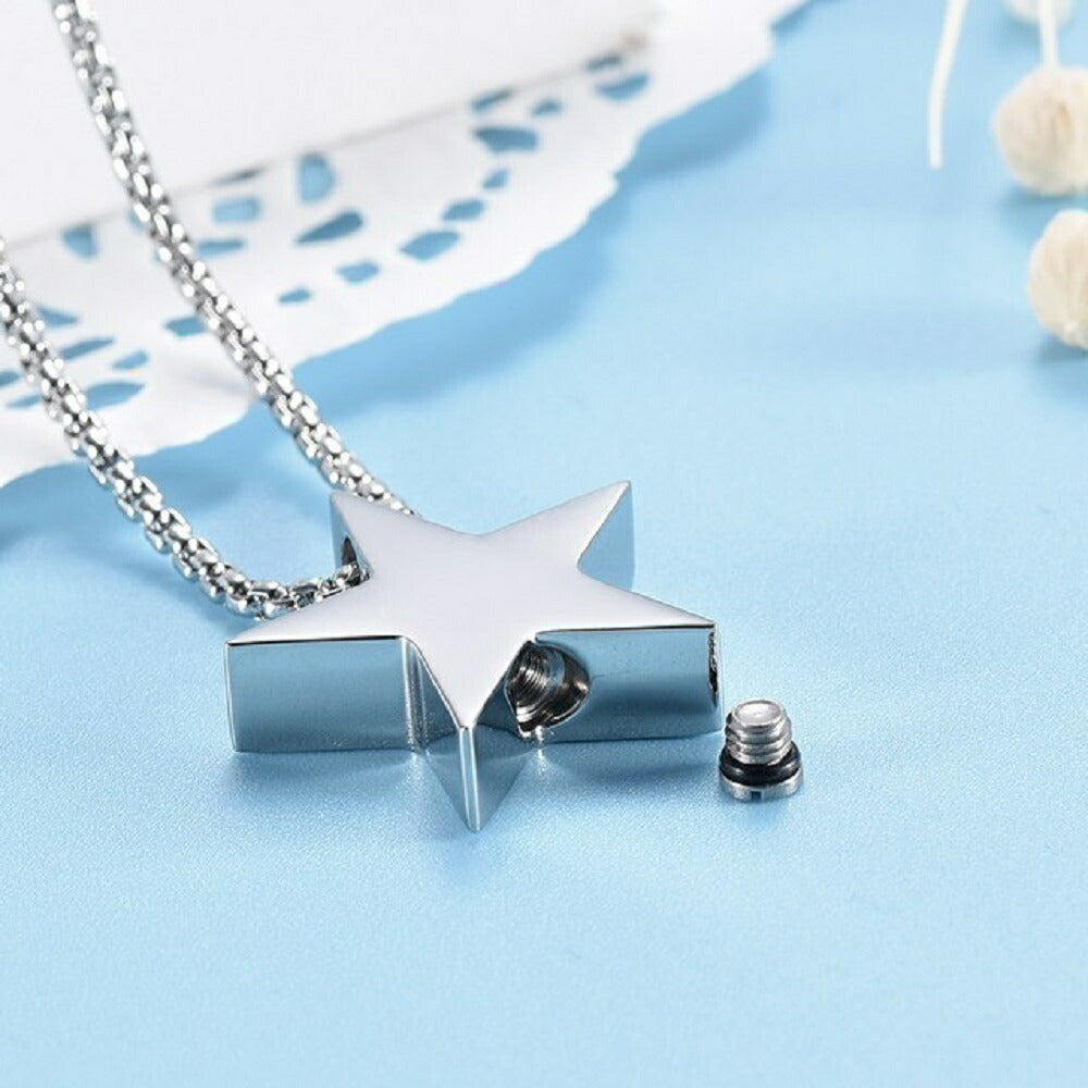 ネックレス | 星型遺骨カプセルネックレス ペット供養用 ステンレス製