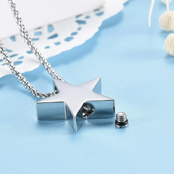 ネックレス | 星型遺骨カプセルネックレス ペット供養用 ステンレス製