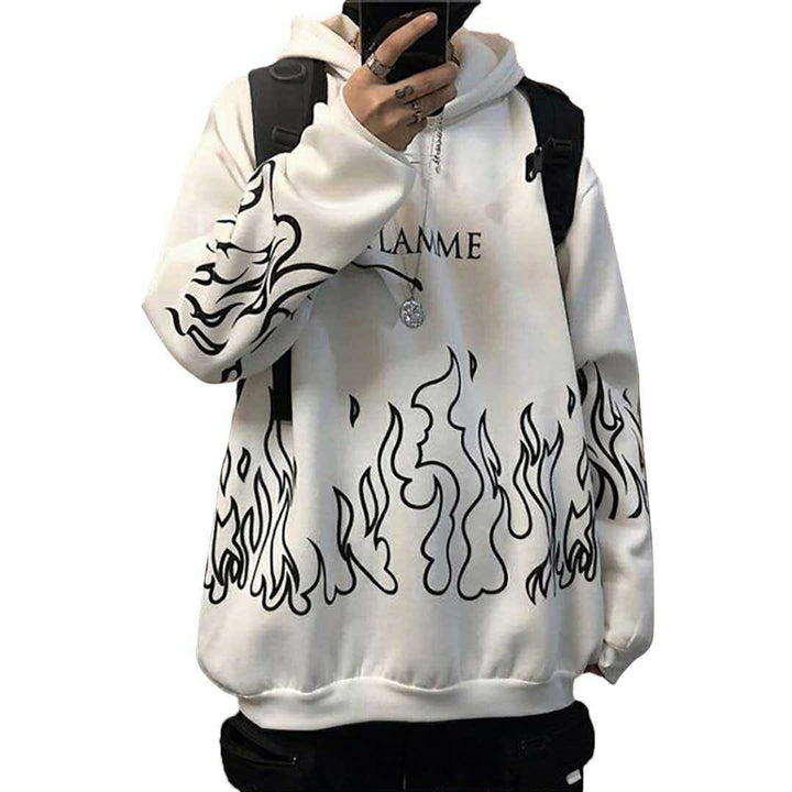 パーカー 男性 | 炎デザイン ビッグシルエットパーカー ユニセックス