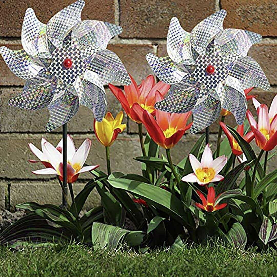 虫よけ 鳥よけ | レインボー風車鳥よけ 5個セット - ベランダ・菜園用