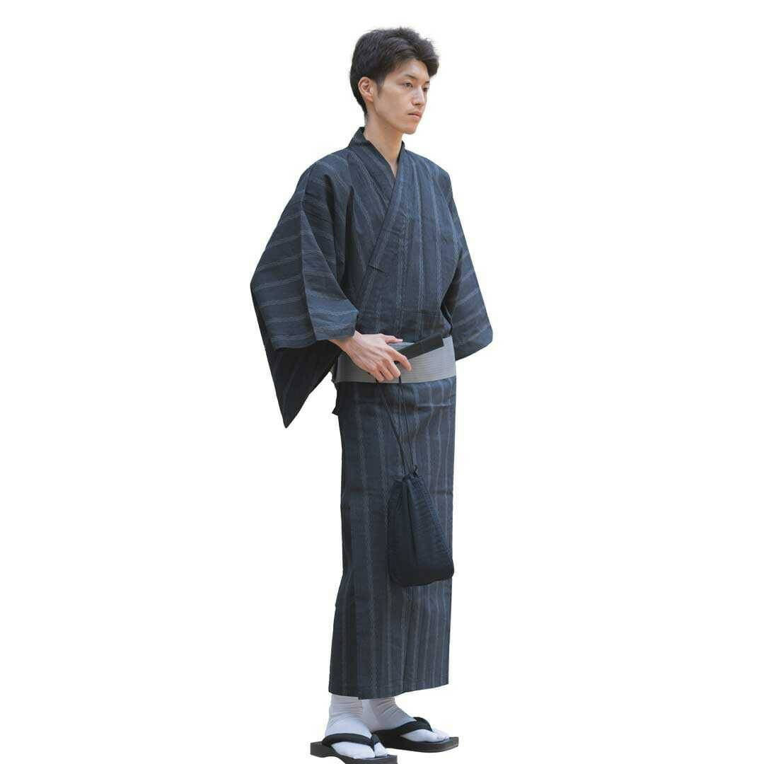 男性ファッション その他 | メンズしじら織り浴衣3点セット（帯・下駄付き）