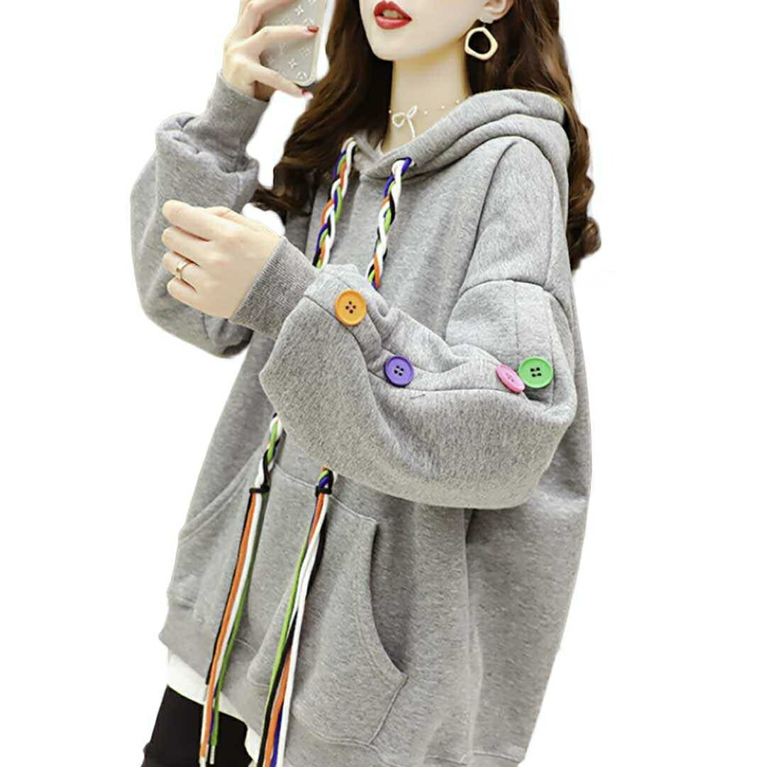 パーカー 女性 | カラフルフード紐のボリュームパーカー ユニセックス