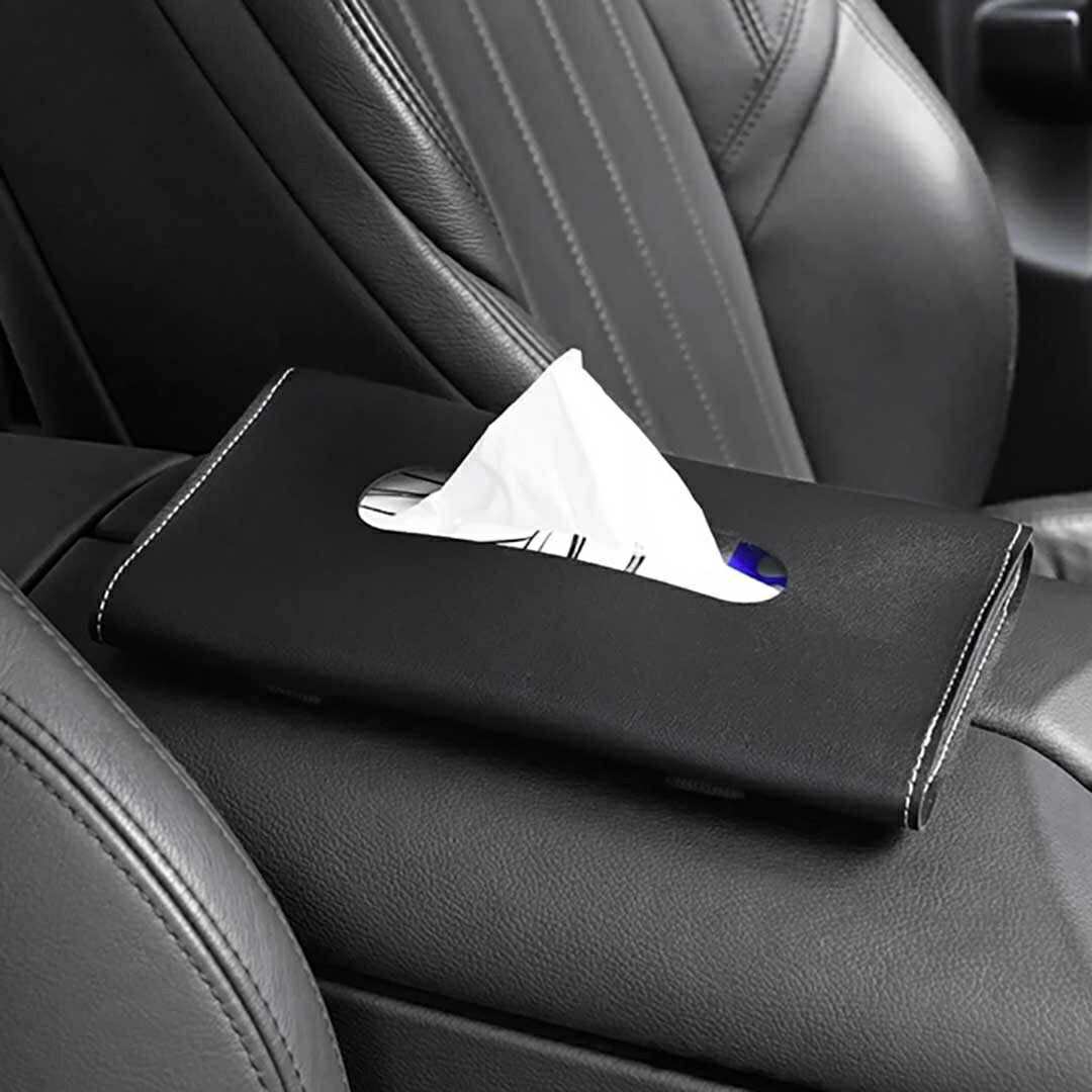 車 アクセサリー | 車載用レザーティッシュホルダー（サンバイザー取付型・ブラック）