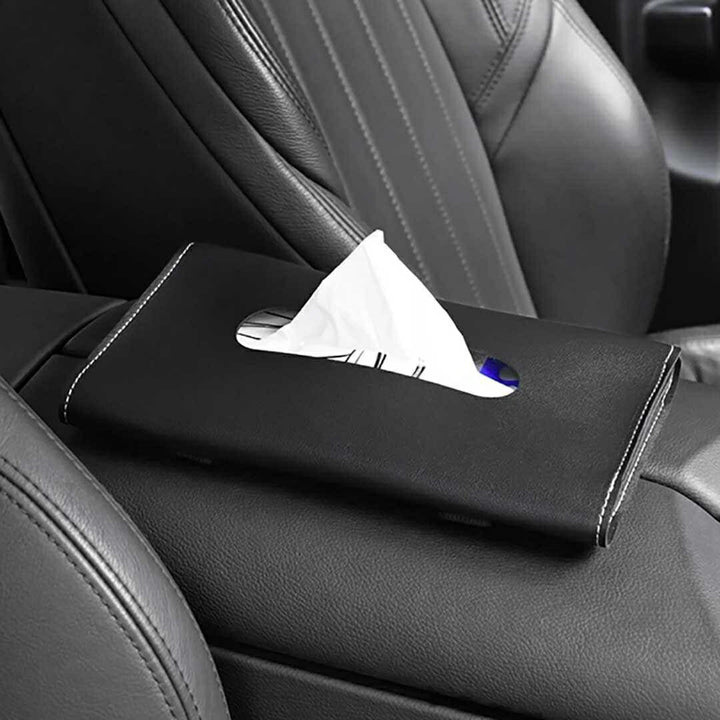 車 アクセサリー | 車載用レザーティッシュホルダー（サンバイザー取付型・ブラック）