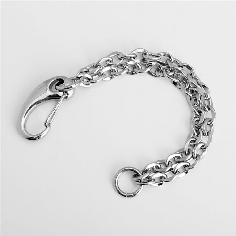 ブレスレット | クリップ式2連チェーンブレスレット 17cm【ユニセックス・HIPHOP】