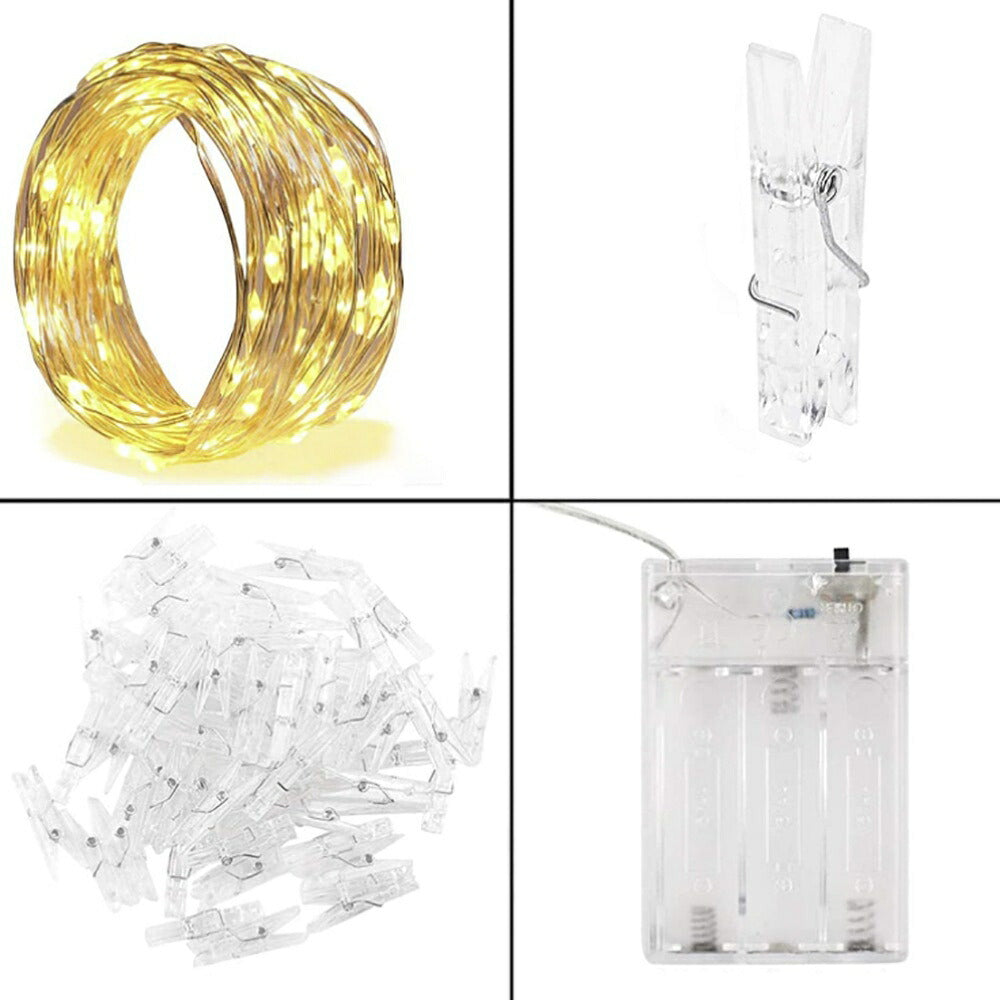 イベントグッズ | LEDフォトクリップガーランド 5m・50球 電池式