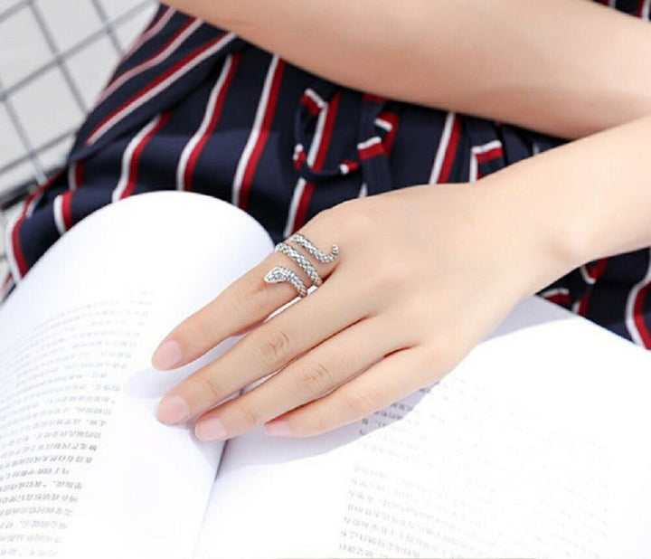 リング | シルバーカラー燻し風スネークリング メンズ・レディース