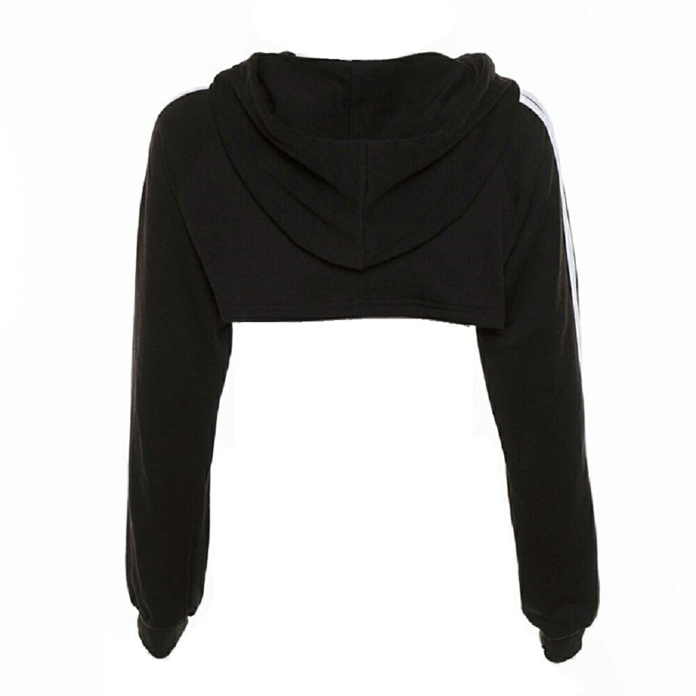 シャツ 女性 | フード付きショートトップス｜ヒップホップダンス衣装・黒