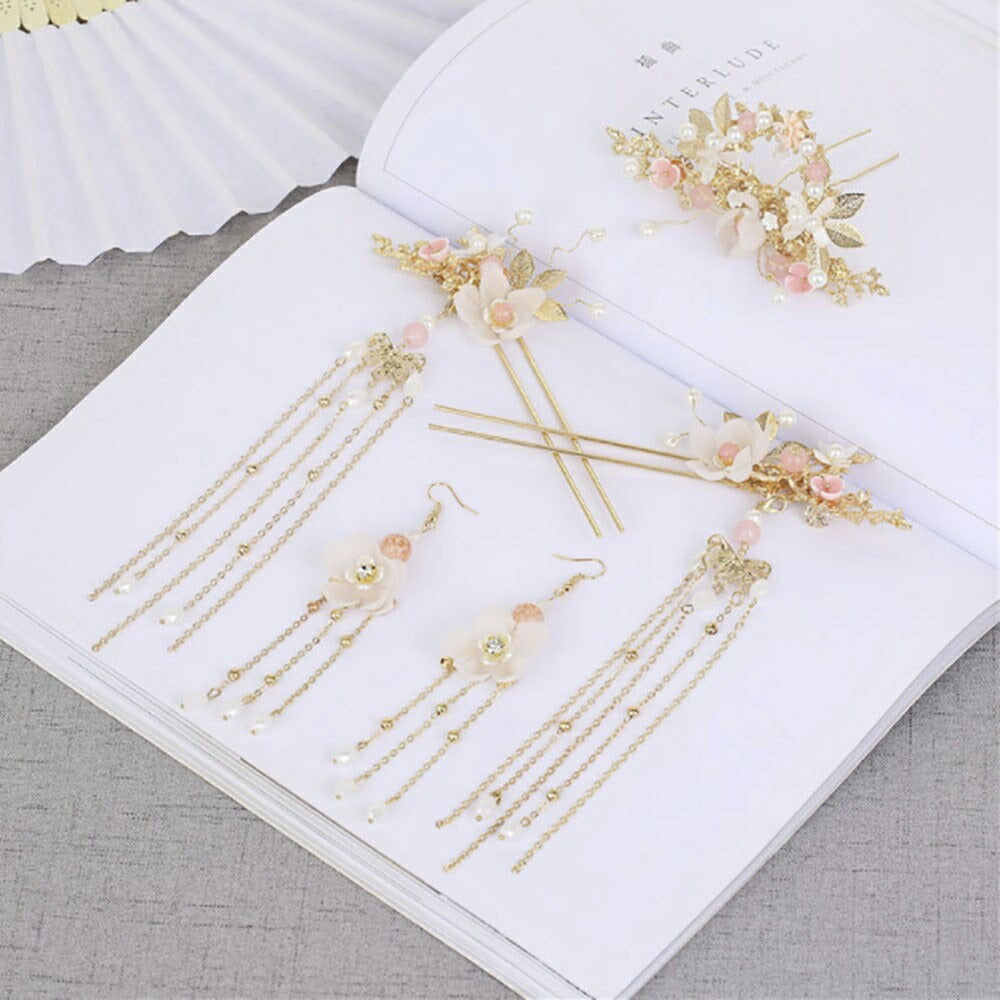 ヘアアクセサリー | 花かんざし7点セット | 結婚式・着物用ヘアアクセサリー