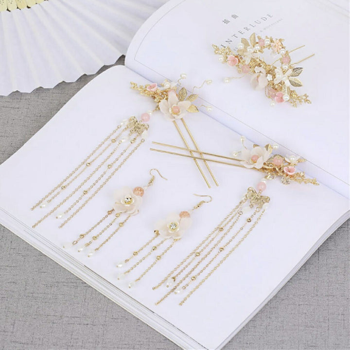 ヘアアクセサリー | 花かんざし7点セット | 結婚式・着物用ヘアアクセサリー