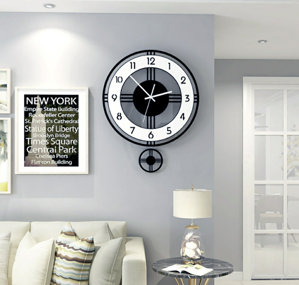 壁掛け時計 | モダン振り子壁掛け時計 - 静音・北欧デザイン