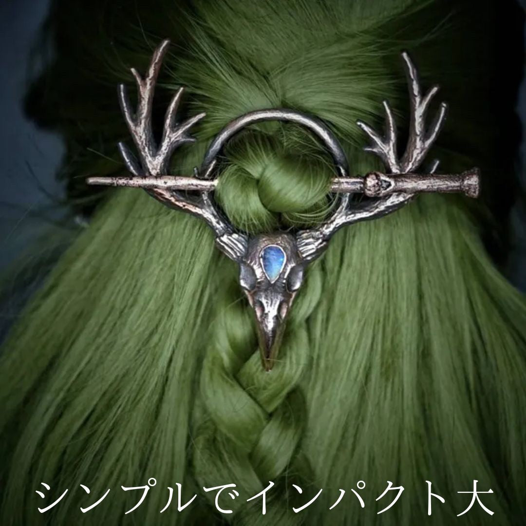 ヘアアクセサリー | スカル鹿王アンティーク和装髪飾り