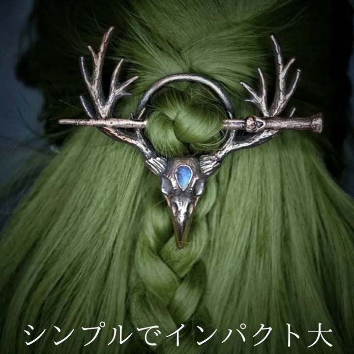 ヘアアクセサリー | スカル鹿王アンティーク和装髪飾り