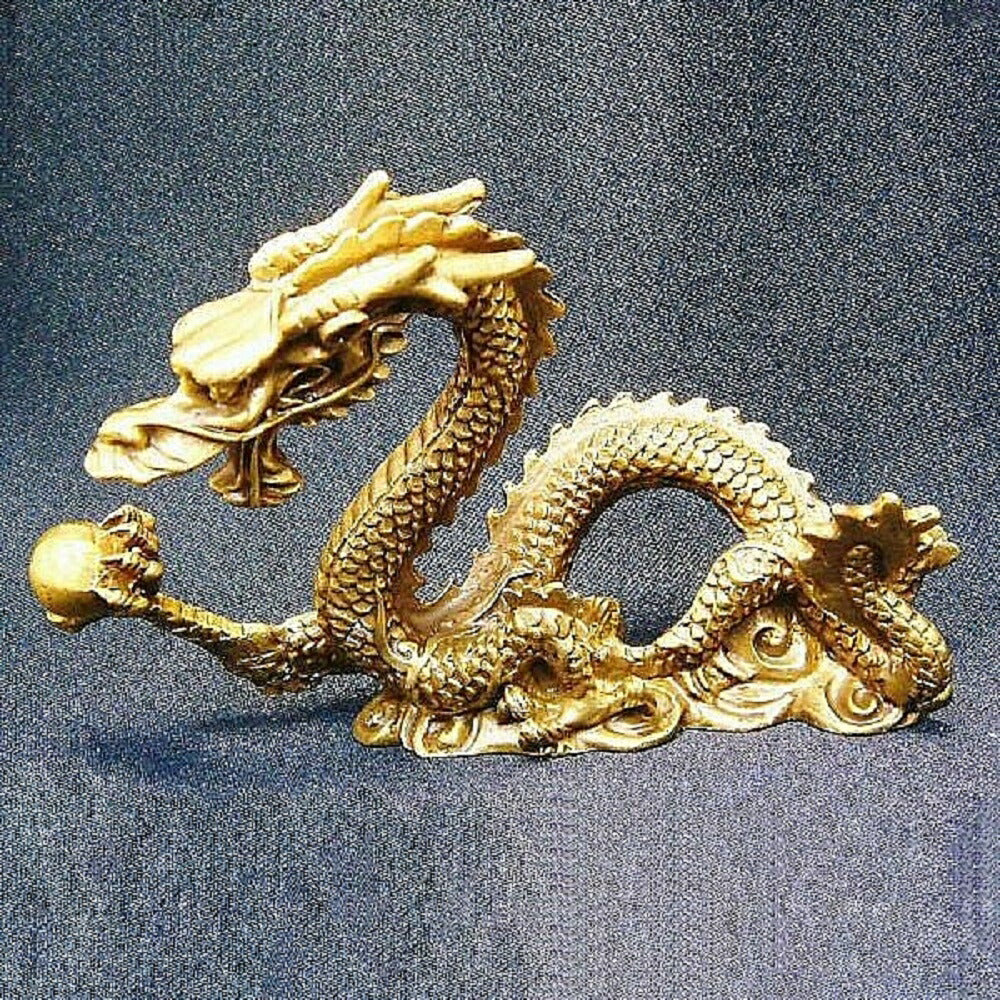 風水 インテリア | 真鍮製五本爪龍の置物 - 開運・金運向上