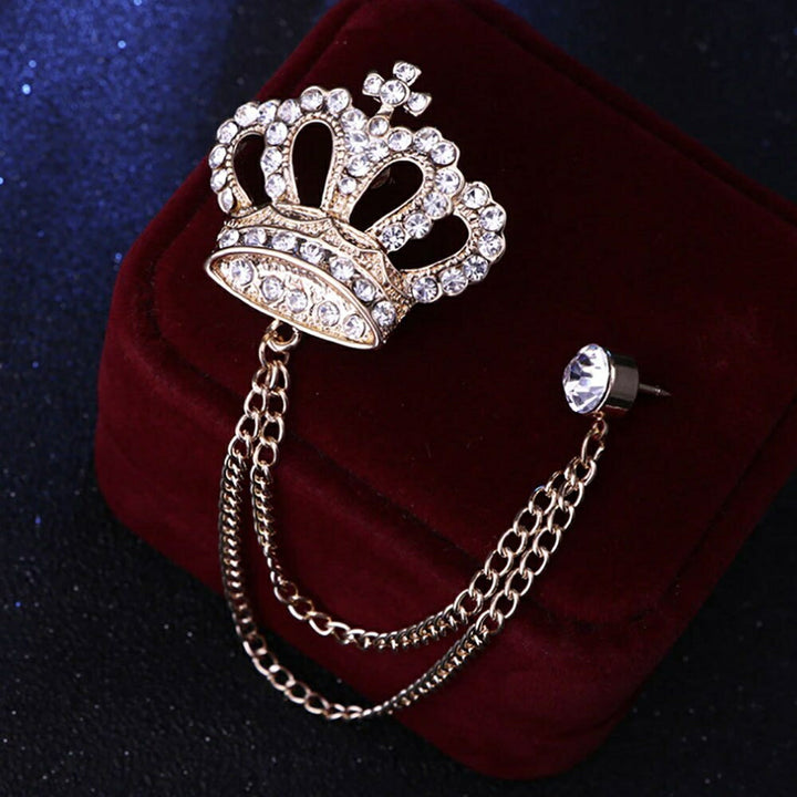 アクセサリー その他 | ゴールド＆シルバー ジルコニア王冠ブローチ - ユニセックス