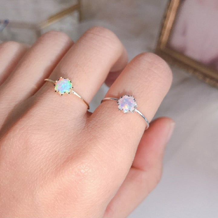リング | オパールと貝パールの細めピンキーリング【ゴールド】
