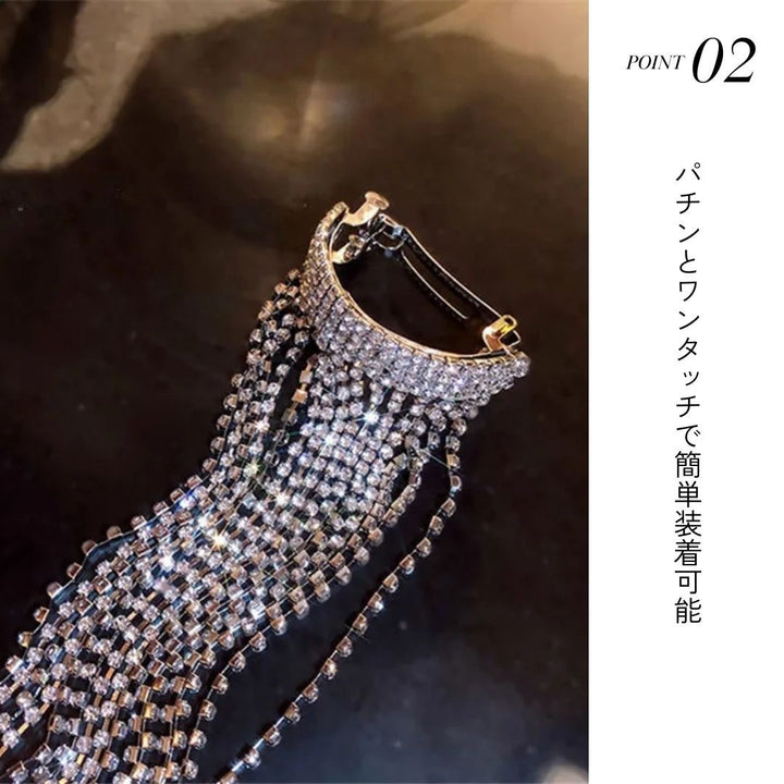 ヘアアクセサリー | シルバーラインストーン付きアーチ型バレッタ