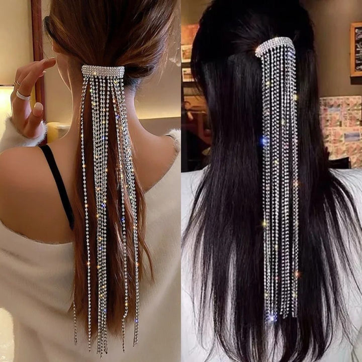 ヘアアクセサリー | シルバーラインストーン付きアーチ型バレッタ