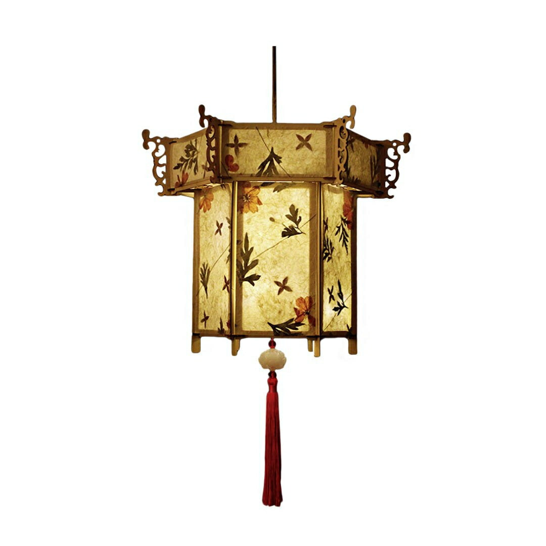 インテリア照明 | 和風LED提灯 - 六角形orひし形浮世絵デザイン