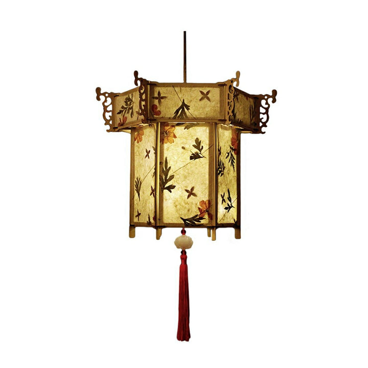 インテリア照明 | 和風LED提灯 - 六角形orひし形浮世絵デザイン