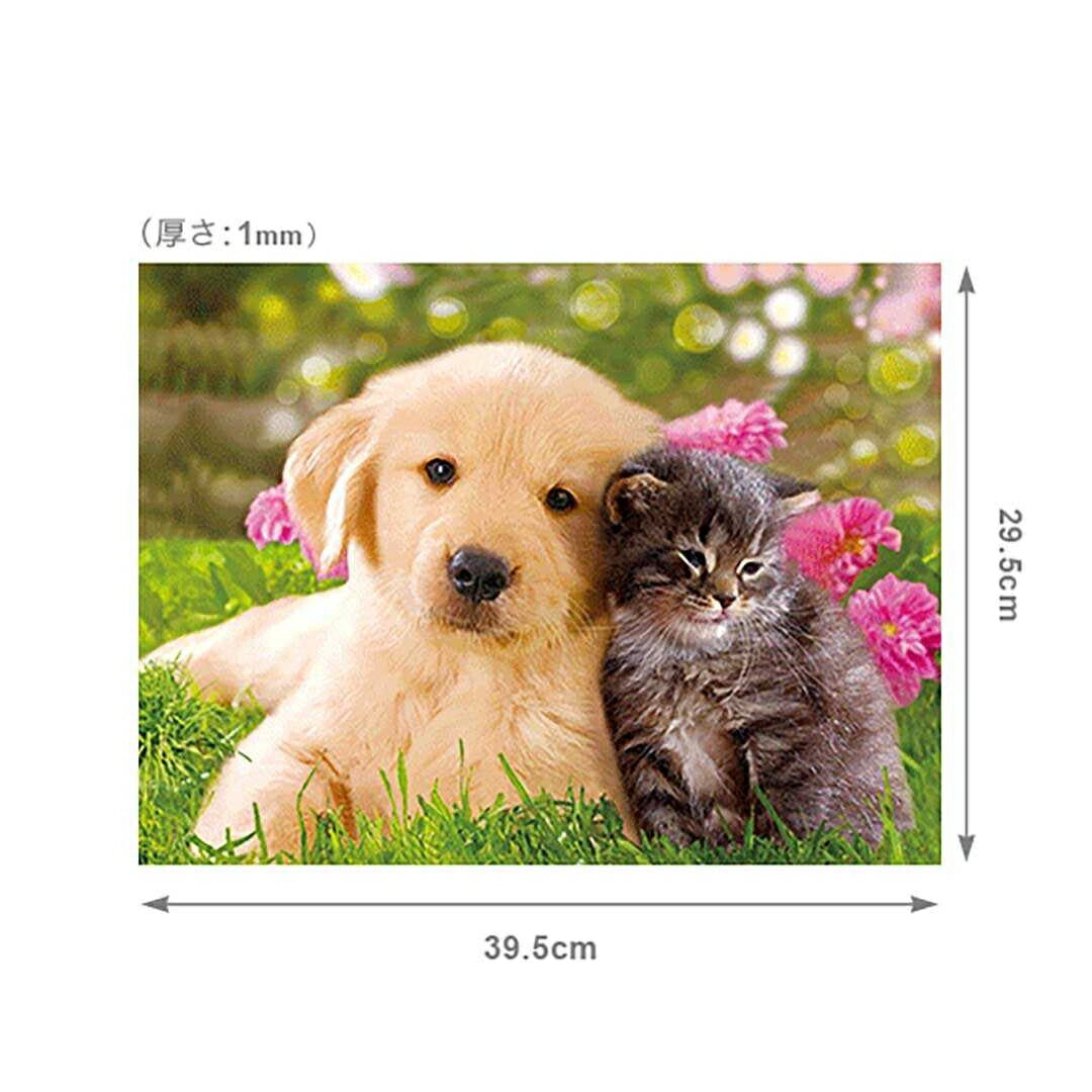 インテリア雑貨 その他 | 3D立体アート「寄り添う犬と猫」- リビング/玄関用絵画