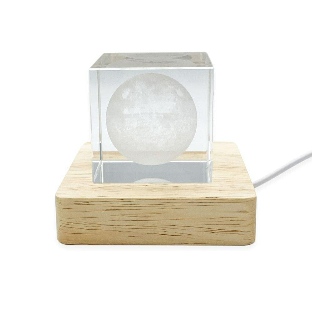 インテリア オブジェ | 3Dクリスタル月オブジェ LEDライトアップ付き