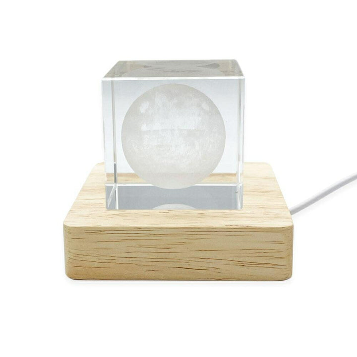 インテリア オブジェ | 3Dクリスタル月オブジェ LEDライトアップ付き