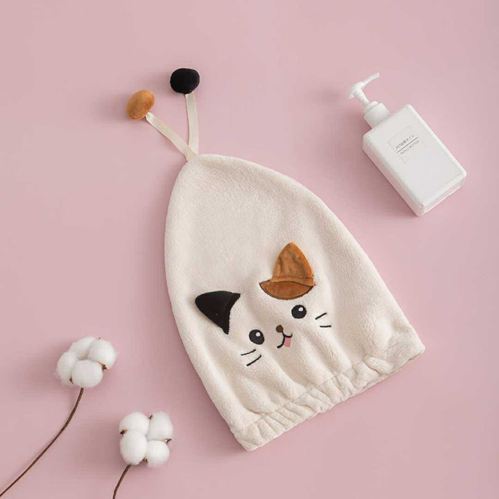 小物 その他 | 速乾ヘアタオル ミケネコデザイン ボタン付き固定