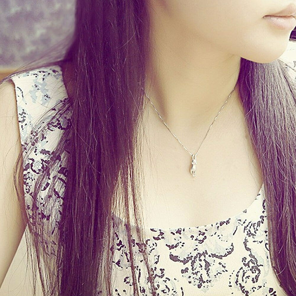 ネックレス | Silver925 ぶら下がり猫ネックレス 男女兼用