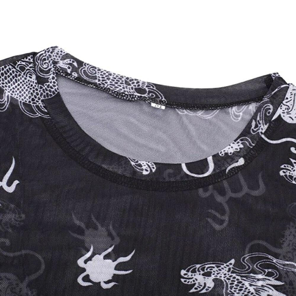 シャツ 女性 | 龍柄シースルートップス レディース 長袖