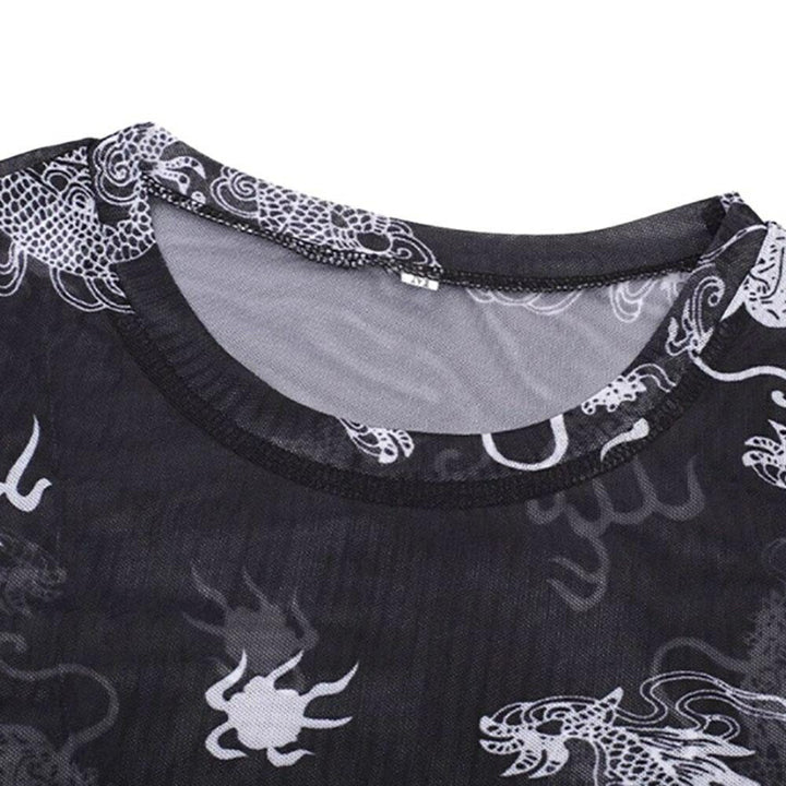 シャツ 女性 | 龍柄シースルートップス レディース 長袖