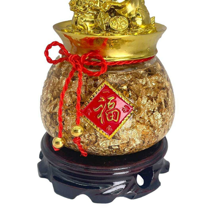 風水 インテリア | ゴールド兎干支置物・福を呼ぶ台座付きインテリア