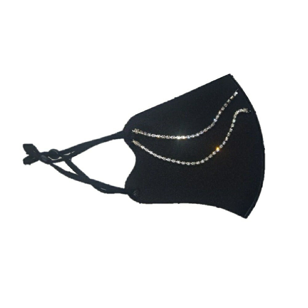 マスク | ジルコニア装飾 マスクチェーン 【ブラック/ピンク】