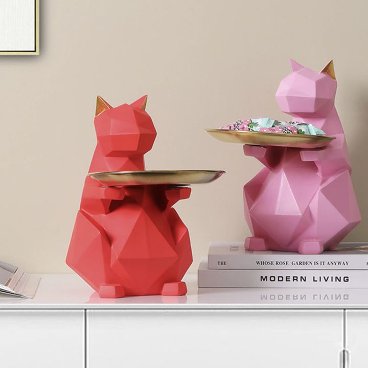 インテリア オブジェ | ポリゴン猫の小物入れ - シンプルでおしゃれなインテリア収納