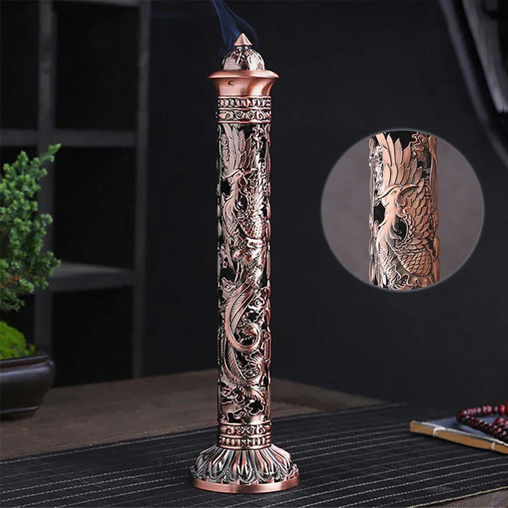 お香 | 龍と鳳凰の彫刻お香立て 選べる二色 - 開運風水インテリア