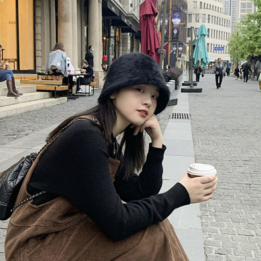 キャップ | バケットハット ユニセックス シンプル ホワイト/ブラック